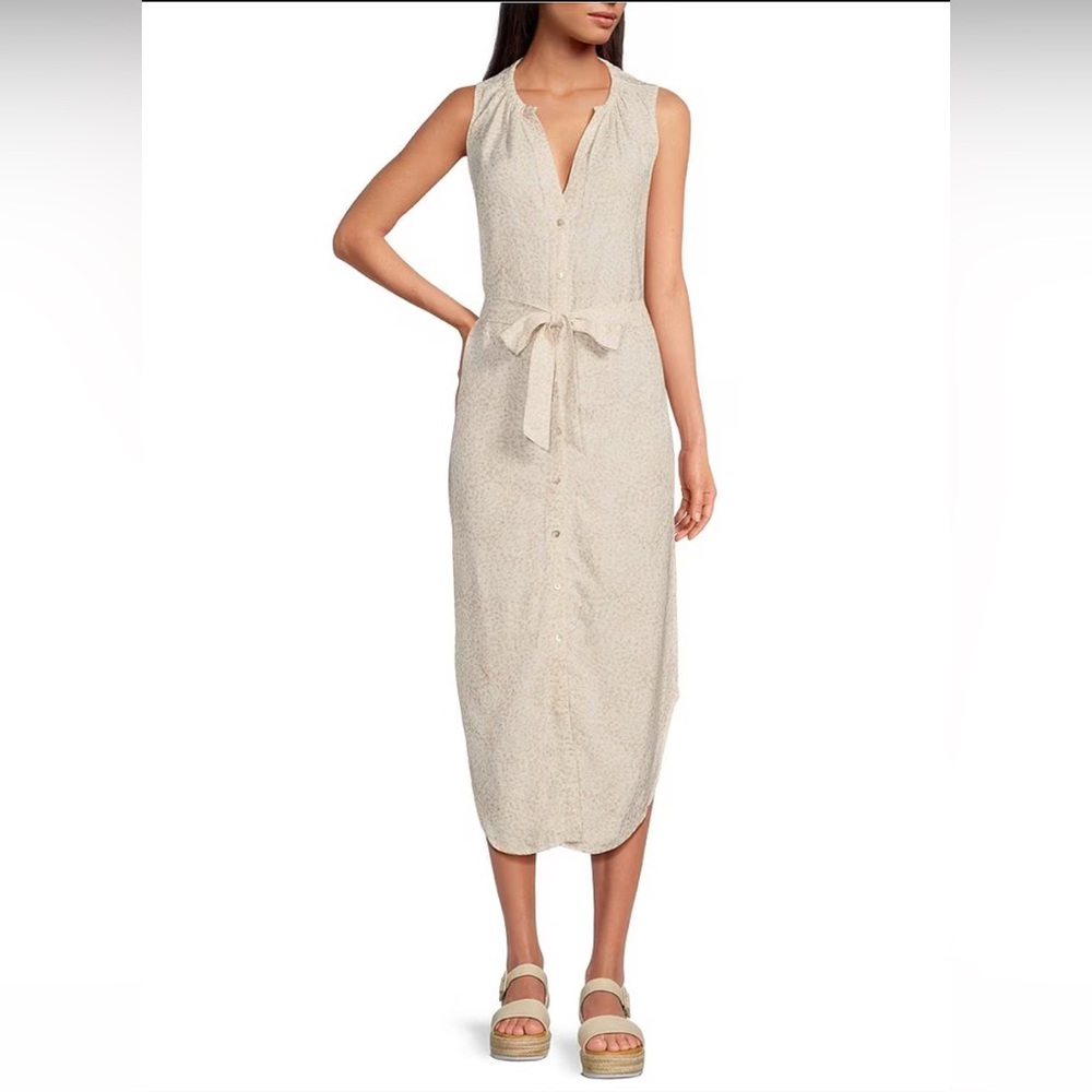 NWT Cloth & Stone Linen Blend Button Front Midi Dress Sizes S & M